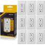 Faith [10-Pack] 15A GFCI Outlets Slim, Non-Tamper-Resistant GFI Duplex Receptacles with LED Indicator, Self-Test Ground Fault Circuit Interrupter with Wall Plate, ETL Listed, White, 10 Piece