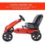 Costzon Go Kart, 4 Wheel Powered Ride On Toy, Kids Pedal Cars for Outdoor, Racer Pedal Car with Clutch, Brake, EVA Rubber Tires, Adjustable Seat (Red Go Kart)