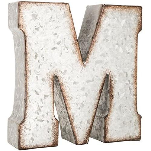 Generic Galvanized Metal 3D Letter M,Grey Metal