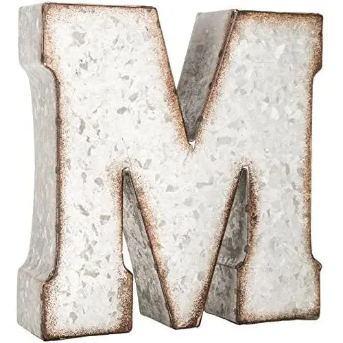 Generic Galvanized Metal 3D Letter M,Grey Metal