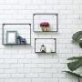 Modern Metal Wire Frame Shadow Boxes, Decorative Wire Cube Floating Shelves, Set of 3, Black