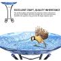 MUMTOP Outdoor Glass Birdbath with Metal Stand for Lawn Yard Garden Decor,18” Dia/21.65 Height