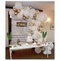 Confetti Balloons 12'' Party Balloons Latex Balloons Birthday Balloons Baby Shower Balloons Wedding Balloons for More Parties 50 Pcs Pack-White, Gold, Golden Confettii Balloons with Ribbon