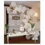 Confetti Balloons 12'' Party Balloons Latex Balloons Birthday Balloons Baby Shower Balloons Wedding Balloons for More Parties 50 Pcs Pack-White, Gold, Golden Confettii Balloons with Ribbon