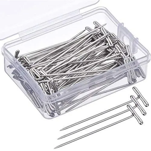 TopWigy 150 Pieces T-Pins for Wigs Blocking Knitting Sewing Hair Extensions Pin Needles with Plastic Box TopWigy 150 Pieces T-Pins for Wigs Blocking Knitting Sewing Hair Extensions Pin Needles with Plastic Box