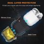 Lauzq Metal Airpods Case,Hard Case Cover Full Protective Skin Cover Shockproof Compatible Airpods 1&2 Charging Case(Not for Wireless Charging),Dual-Layer Silicone & Anti-Lost Keychain