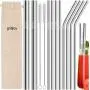 grilljoy 13pc Reusable Metal Straws with 2 Cleaning Brushes - Various Stainless Steel Straws with 4 Straight 4 Bent 2 Boba Straws - Eco Friendly Drinking Straws with Case for Great Christmas Gifts grilljoy 13pc Reusable Metal Straws with 2 Cleaning Brushes - Various Stainless Steel Straws with 4 Straight 4 Bent 2 Boba Straws - Eco Friendly Drinking Straws with Case for Great Christmas Gifts