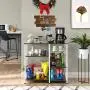 Mr IRONSTONE Kitchen Bakers Rack Utility Storage Shelf Microwave Stand 3-Tier+3-Tier Table for Spice Rack Organizer Workstation (35.5'' Dark Brown)
