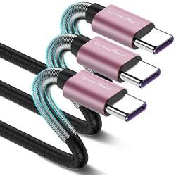 Short USB Type C Cable 1ft, 3Pack USB A 2.0 to USB-C Fast Charger Durable TPE Cord Compatible with Samsung Galaxy S10 S9 S8 Plus Note 9 8,Huawei,Moto Z Z2,LG V30 V20-Gold