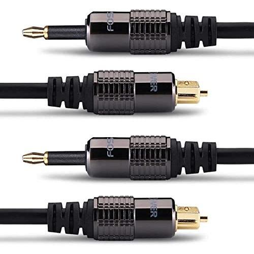 FosPower (6 Feet, 2 Pack) 24K Gold Plated Toslink to Mini Toslink Digital Optical S/PDIF Audio Cable with Metal Connectors & Strain-Relief PVC Jacket