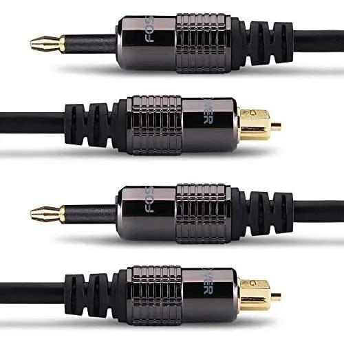 FosPower (6 Feet, 2 Pack) 24K Gold Plated Toslink to Mini Toslink Digital Optical S/PDIF Audio Cable with Metal Connectors & Strain-Relief PVC Jacket