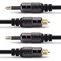 FosPower (6 Feet, 2 Pack) 24K Gold Plated Toslink to Mini Toslink Digital Optical S/PDIF Audio Cable with Metal Connectors & Strain-Relief PVC Jacket