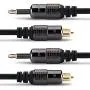 FosPower (6 Feet, 2 Pack) 24K Gold Plated Toslink to Mini Toslink Digital Optical S/PDIF Audio Cable with Metal Connectors & Strain-Relief PVC Jacket