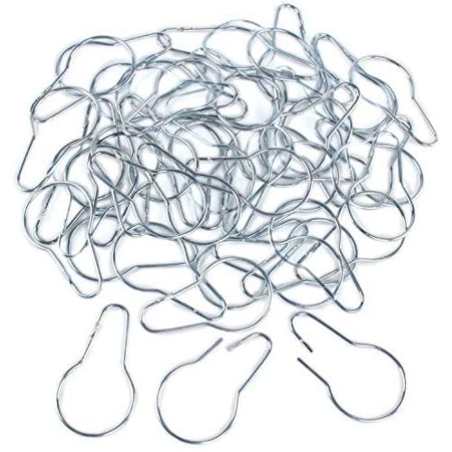 Silver Metal Shower Curtain Style Hanging Clip Chain Hooks Sorting & Organizing (50 Pieces)