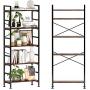 CosyStar 5-Tier Adjustable Tall Bookcase, Rustic Wood and Metal Standing Bookshelf, Industrial Vintage Book Shelf Unit, Open Back Modern Office Bookcases