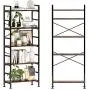 CosyStar 5-Tier Adjustable Tall Bookcase, Rustic Wood and Metal Standing Bookshelf, Industrial Vintage Book Shelf Unit, Open Back Modern Office Bookcases