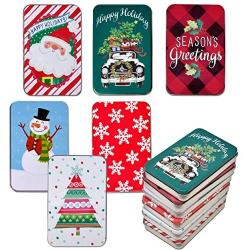 Christmas Holiday Gift Card Tin Holder Boxes 6 Pack Winter Design Gift Cards Box Money Storage Container Holders with Lids by Gift Boutique