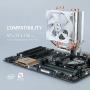 ABKONCORE LED CPU Cooler White CT407W with 92mm PWM Silent Fan, 4 Continuous Direct Contact Heatpipes, Rainbow Spectrum LED CPU Fan for LGA1151/1200, AM4/Ryzen
