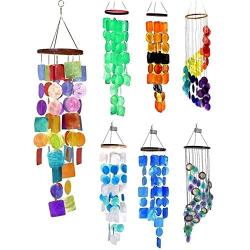 Bellaa 22890 Rainbow Wind Chimes Outside Garden Yard Patio Love Grace Pet Memorial Wind Chimes Outdoor Hanging Beach Shell Presents for Mom Gifts for Grandma 27 inch Happy Holiday