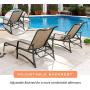 LOKATSE HOME Outdoor Patio Adjustable Metal Chaise Lounge Chair Recliner Set of 2 with 1 Glass Top Bistro Table - Grey