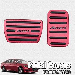 Great-luck aluminium alloy Gas Accelerator Pedal Covers,Anti-Slip No Drilling Brake Foot Pedal Pads Kit 2 pieces/set(red) for Honda 10th Accord(2018 2019 2020 2021)