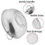 TeamFar Colander Set of 3, Stainless Steel Perforated Metal Colander Strainer with Handles for Spaghetti, Pasta, Berry, Rust Free & Dishwasher Safe - 1/3/5-quart