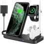 Powlaken Wireless Charger, 4 in 1 Wireless Charging Station Dock for Apple iWatch Series Se 6 5 4 3 2 1, AirPods Pro and Pencil, Charging Stand for iPhone 11, 11 Pro max, Xr, Xs max, X