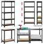 Yaheetech Black Adjustable 5-Shelf Shelving Unit Storage Rack Utility Rack Garage Shelves Display Rack Steel Boltless Rivet Rack,59.1 inches Height 1-Pack