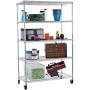 TRINITY 5-Tier NSF EcoStorage Shelving Rack with Wheels, 48 by 24 by 72-Inch, Chrome