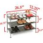 Seville Classics 3-Tier Stackable 12-Pair Shoe Rack Wood Resin Metal Freestanding Storage Shelf for Bedroom, Closet, Entryway, Dorm Room, Espresso Slat