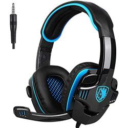 SADES SA708GT Gaming Headset for Xbox One, PS4, PC, Volume Controller, Noise Cancelling Over Ear Headphones Mic, Bass Surround Soft Memory Earmuffs for Computer Laptop Mac