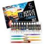 Creative Joy CJAPB01 Acrylic Paint Set & Brushes Vivid Paint Sets Include 6 Brushes-Great for Artists and Hobby Painters from Kids through Adults-Beginner to Expert Acrylic Paint Kits (12 Paints)