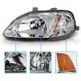 AmeriLite Chrome Replacement Headlights Set For 99-00 Honda Civic - Passenger and Driver Side