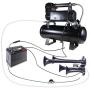 Shueriu Train Horn - 4-Trumpet 180 psi Air System 150dB+ 10 L Metal 12V Train Horns kit for Trucks Air Horn for Any 12V Vehicles Trucks Lorrys Trains Boats Cars Black