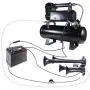 Shueriu Train Horn - 4-Trumpet 180 psi Air System 150dB+ 10 L Metal 12V Train Horns kit for Trucks Air Horn for Any 12V Vehicles Trucks Lorrys Trains Boats Cars Black