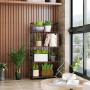 Homfa Bookshelf Rack 4 Tier Vintage Bookcase Shelf Storage Organizer Modern Wood Look Accent Metal Frame Furniture Home Office