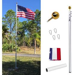 Gientan 20FT Telescopic Flag Pole, Extra Thick Heavy Duty Aluminum Flagpole Kit with 3x5 US Flag&Golden Ball Top for Commercial Residential Outdoor Use, Fly up 2 Flags