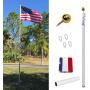 Gientan 20FT Telescopic Flag Pole, Extra Thick Heavy Duty Aluminum Flagpole Kit with 3x5 US Flag&Golden Ball Top for Commercial Residential Outdoor Use, Fly up 2 Flags