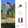 Gientan 20FT Telescopic Flag Pole, Extra Thick Heavy Duty Aluminum Flagpole Kit with 3x5 US Flag&Golden Ball Top for Commercial Residential Outdoor Use, Fly up 2 Flags