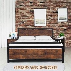 YAKEY Bed Frame Queen Size with Headboard/Platform Metal Bed Frame with Footboard Heavy Duty Metal Bed Frame/Strong Slat Support/No Box Spring Needed/Easy Assembly