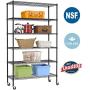 48'' Lx18 Wx82 H Garage Shelving Unit Heavy Duty 6-Shelf Wire Shelving Height Adjustable Shelves NSF Certification Utility Rolling Steel Commercial Grade with Wheels