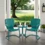 Crosley Furniture KO10012TU Ridgeland Retro Metal 3-Piece Seating Set with 2 Chairs and Side Table, Turquoise