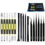 17 in 1 Electronics Repair Tools Opening Pry Tool Kit with Dual Ends Metal Spudgers and Black Tweezers for iPad Tablets Laptop Electronics Device Mobile Phone