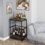 HOMECHO Bar Carts for Home, Mobile Wine Cart on Wheels, Wine Rack Table with Glass Holder, Utility Kitchen Serving Cart with Storage, Wood and Metal Frame,Dark Brown