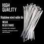 100pcs Stainless Steel Exhaust Wrap Multi-Purpose Locking Cable Metal Zip Ties 11.8 inches