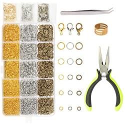 Jump Ring Kit,LANMOK 2313pcs Open Jump Necklace Rings with Lobster Clasp for Jewelry Making Beginner Hand Craft DIY Necklace Finding and Repair