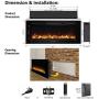 PuraFlame Alice 50 Inches Recessed Electric Fireplace, Flush Mounted for 2 X 6 Stud, Log Set & Crystal, 1500W Heater, Black PuraFlame Alice 50 Inches Recessed Electric Fireplace, Flush Mounted for 2 X 6 Stud, Log Set & Crystal, 1500W Heater, Black