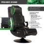 X Rocker Pro Series 2.1 Vibrating Black Leather Foldable Video Gaming Chair with Pedestal Base and Headrest for Adult, Teen, and Kid Gamers - High Tech Audio and Wireless Capacity - Ergonomic Back Support