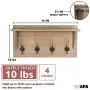 Wall Mounted Coat Rack with Shelf - 16 Inch Rustic Wooden 4 Hook Coat Hanger Rail, White Distressed Wood, Black Metal Hooks Wall Mounted Coat Rack with Shelf - 16 Inch Rustic Wooden 4 Hook Coat Hanger Rail, White Distressed Wood, Black Metal Hooks