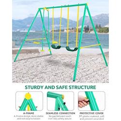 MaxKare Metal Swing Set Outdoor Backyard Playground Swing Set 2 Seats with A Swing Glider for 3-12 Year Old Kids, Toddlers, Max Weight 400 LBS